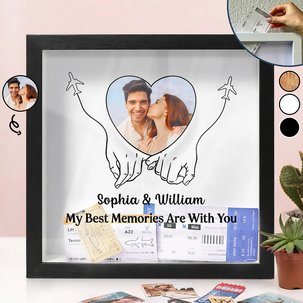 Custom Photo Couple Travel Lovers Best Memories With You - Personalized Ticket Memory Box