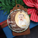 Custom Photo New Baby's First Christmas - Personalized Circle Glass Ornament
