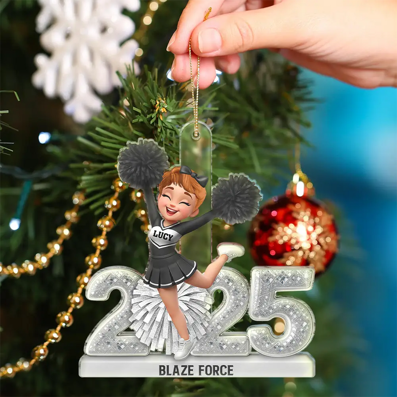 Gift For Yourself,Gift For Women,Happy,Christmas - 3D Shining Effect Christmas Cheerleader - Personalized Custom Shaped Acrylic Ornament