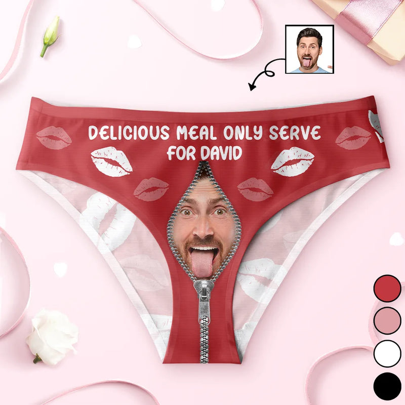 Gift For Couples,Gift For Wife,Gift For Girlfriend,Gift For Women,Funny,Custom Photo - Custom Photo Delicious Meal Only Serve For You - Personalized Women's Low-waisted Brief