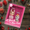 Pet Lovers,Pet Mom,Pet Dad,Cat Lovers,Cat Mom,Cat Dad,Christmas,Top Market,Happy - A Girl & Her Cats Unbreakable Bond Toy Box - Personalized Custom Shaped Acrylic Ornament