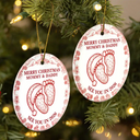Christmas,New Dad,New Mom,Family,Happy - Baby Expecting See You In 2026 Toile Pattern - Personalized Circle Ceramic Ornament