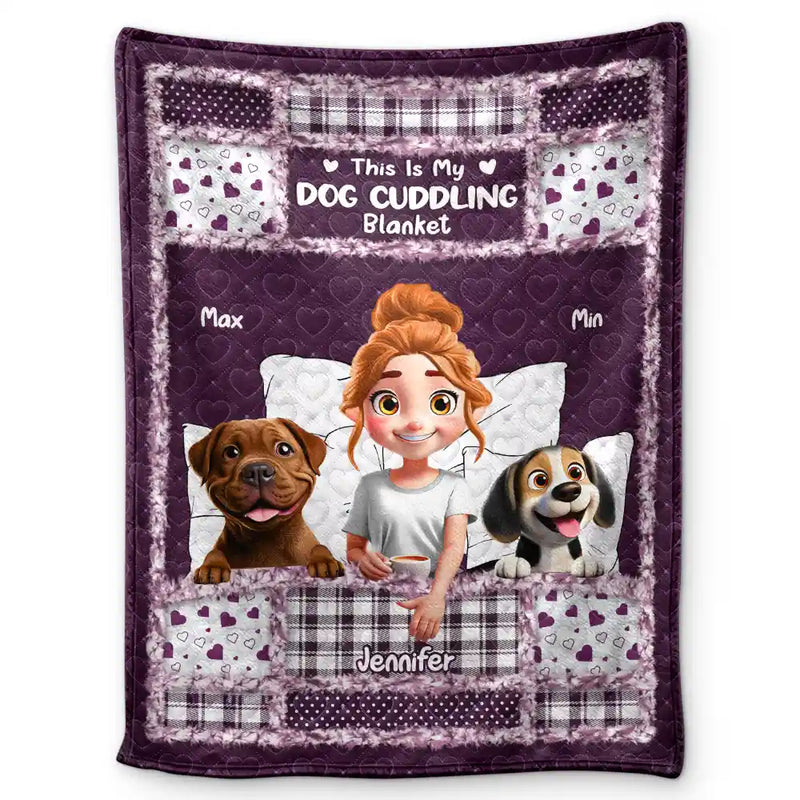 Gift For Women,Gift For Men,Pet Lovers,Pet Mom,Pet Dad,Dog Lovers,Dog Mom,Dog Dad,Happy - Quilt Pattern My Dog Cuddling Blanket - Personalized Fleece Blanket, Sherpa Blanket