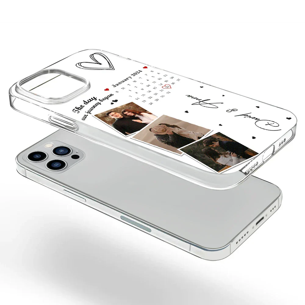 Custom Photo Calendar The Day Our Journey Began - Gift For Couples - Personalized Clear Phone Case