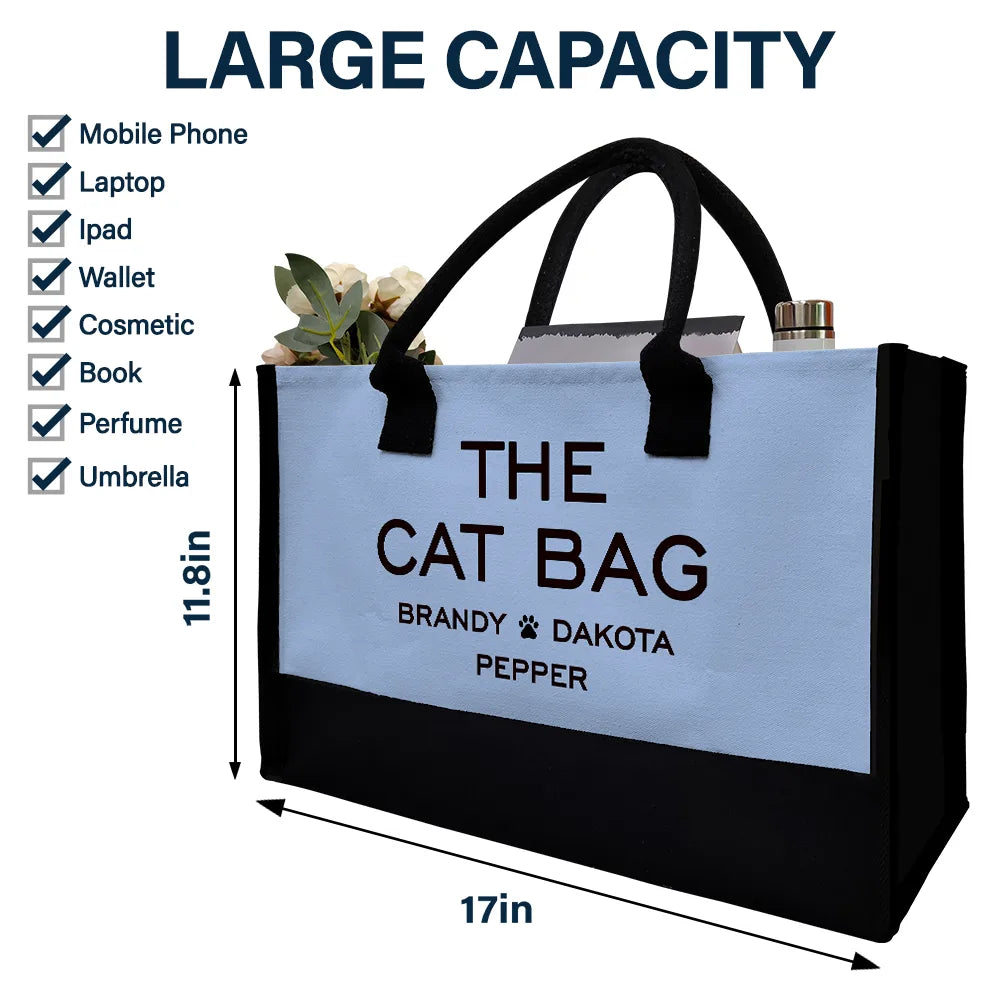 Happy,Dog Lovers,Dog Mom,Cat Lovers,Pet Lovers - The Dog Bag - Personalized Canvas Tote Bag
