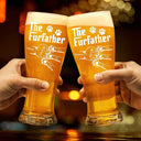 Dog Dad, Cat Dad, Pet Dad, Funny - The Dogfather Pet Paw Hand Punch - Personalized Pilsner Glass
