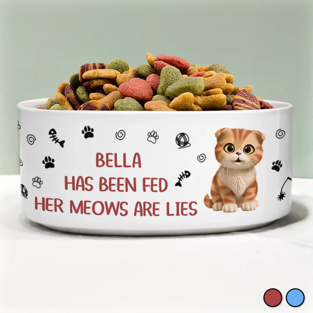 The Meows Are Lies - Personalized Pet Bowl