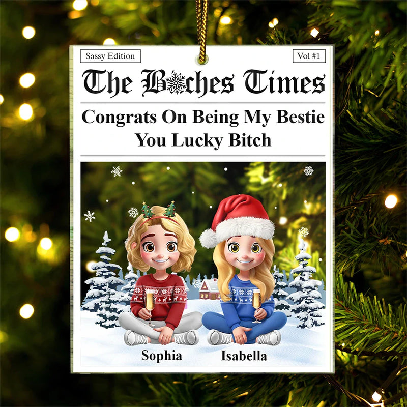 Christmas,Gift For Bestie,Funny - The Times Congrats On Being My Bestie - Personalized Custom Shaped Acrylic Ornament