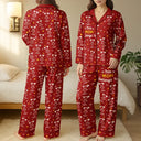Gift For Grandparents,Gift For Grandpa,Gift For Grandma,Gift For Mother,Gift For Father,Happy,Christmas,Stick Figure - This Grandma Mom Belongs To Kids Pet - Personalized Satin Pajama Set