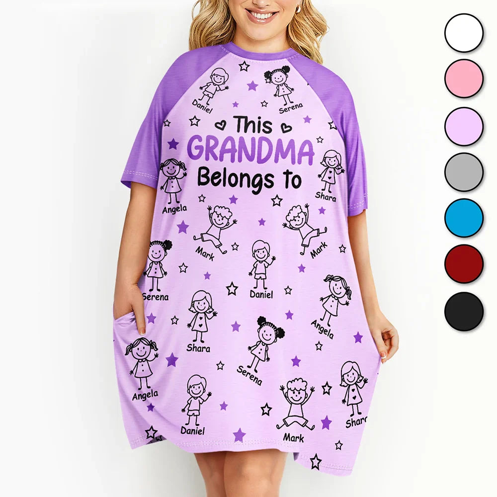 This Grandma Mom Belongs To Kids Pet - Personalized Women's Sleep Tee