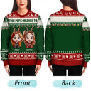 Gift For Grandpa,Funny,Christmas - This Grandpa Belongs To Grandkids Pixel Art - Personalized Unisex Ugly Sweater