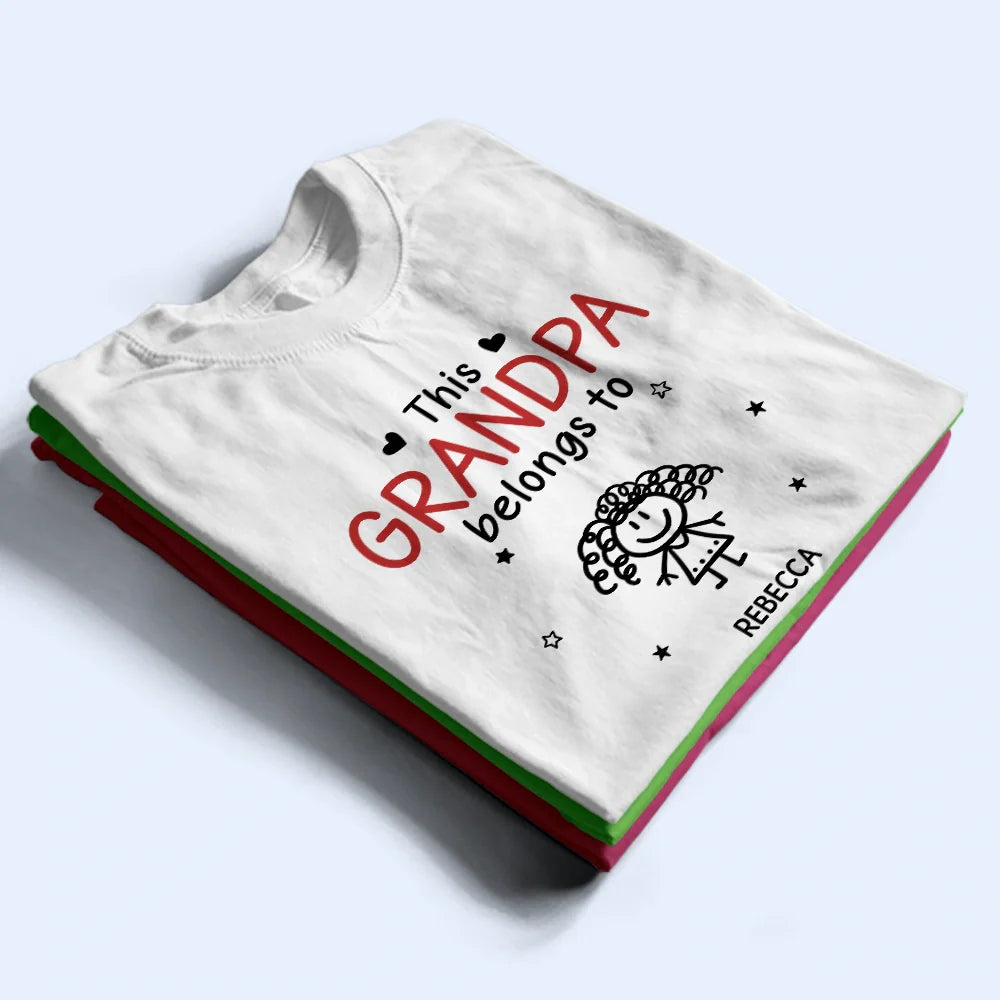 Gift For Grandpa,Gift For Father,Love, Top Market - This Grandpa Belongs To Kid Stick Figures - Personalized T Shirt