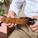 Gift For Grandpa,Gift For Father,Happy,Gift For Men,Stick Figure - This Grandpa Dad Belongs To Kids Pet - Personalized Engraved Leather Belt