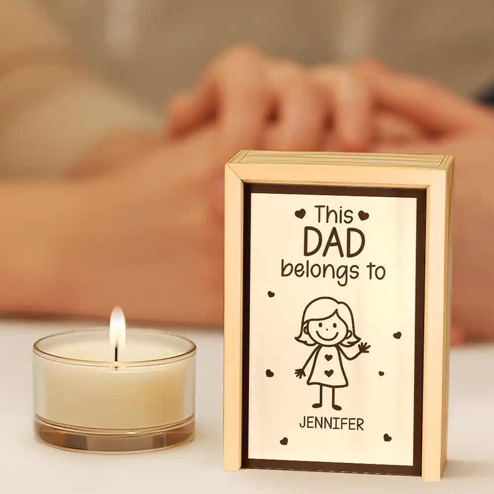 Grandpa,Grandkids,Dad,Sons,Gift For Grandpa,Gift For Father,Stick Figure - This Grandpa Dad Belongs To Kids Stick Figure - Personalized Wooden Matchbox