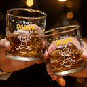 Gift For Grandpa,Gift For Grandma,Gift For Grandparents,Gift For Mother,Gift For Father,Happy,Stick Figure - This Grandpa Daddy Belongs To Kids Pet - Personalized Whiskey Glass