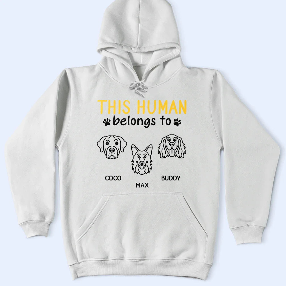 Pet Lovers, Pet Mom, Pet Dad, Dog Lovers, Dog Mom, Dog Dad, Happy - This Human Belongs To Cute Dogs - Personalized T Shirt