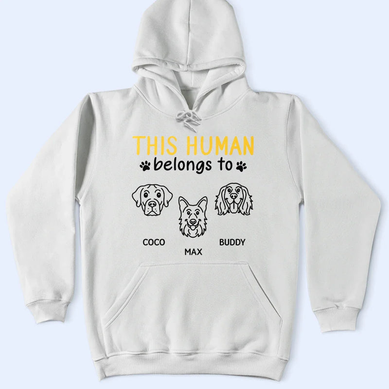 Pet Lovers, Pet Mom, Pet Dad, Dog Lovers, Dog Mom, Dog Dad, Happy - This Human Belongs To Cute Dogs - Personalized T Shirt