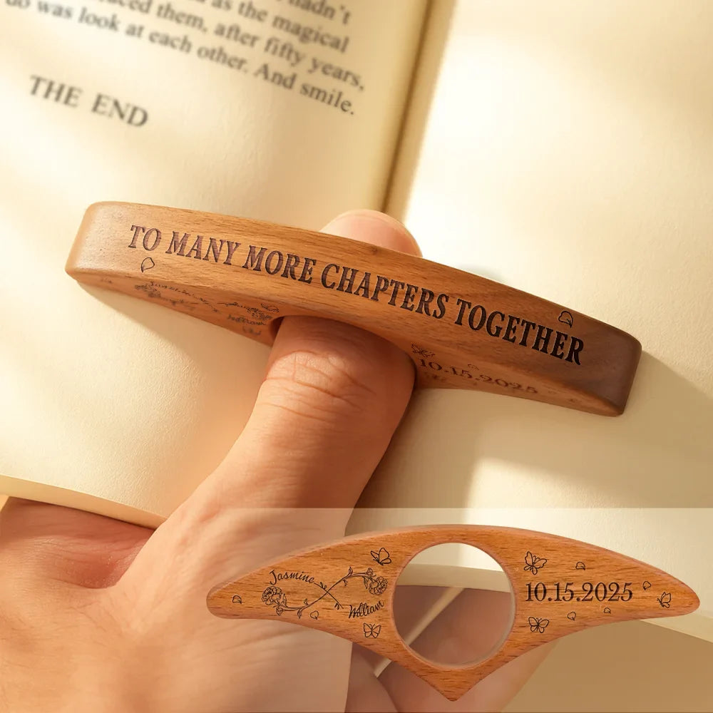 Gift For Couples,Gift For Husband,Gift For Wife,Gift For Boyfriend,Gift For Girlfriend,Reading,Happy - To Many More Chapter Together Couple Bookish Gift - Personalized Book Page Holder