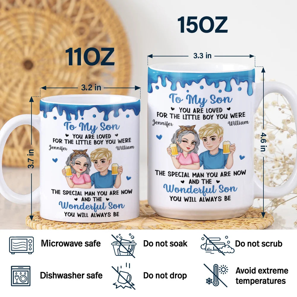 Mom - Daughters (Adult),Mom - Sons,Happy - To My Daughter To My Son You Will Always Be - Personalized White Edge-to-Edge Mug