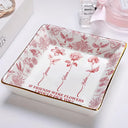 Gift For Bestie,Old Best friends - Toile De Jouy Birth Flower Grow An Old Friend - Personalized Ring Dish