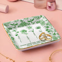 Gift For Bestie,Old Best friends - Toile De Jouy Birth Flower Grow An Old Friend - Personalized Ring Dish