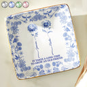Gift For Bestie,Old Best friends - Toile De Jouy Birth Flower Grow An Old Friend - Personalized Ring Dish