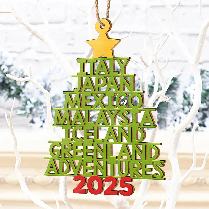 Christmas,Travel,Gift For Yourself,Happy - Travel Goal Destination Of The Year Color Version - Personalized Custom Shaped Wooden Ornament