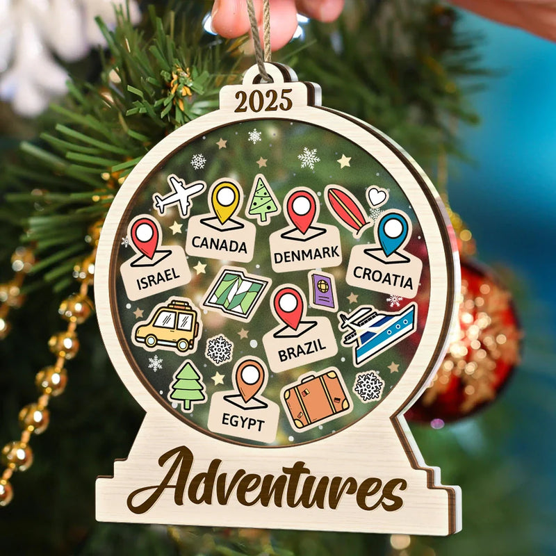 Travel,Gift For Yourself,Happy,Christmas - Travel Goal, Destination Of The Year - Personalized 2-Layered Mix Ornament