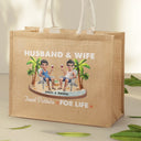 Gift For Couples,Gift For Husband,Gift For Wife,Gift For Boyfriend,Gift For Girlfriend,Happy - Travel Partners For Life - Personalized Jute Beach Bag