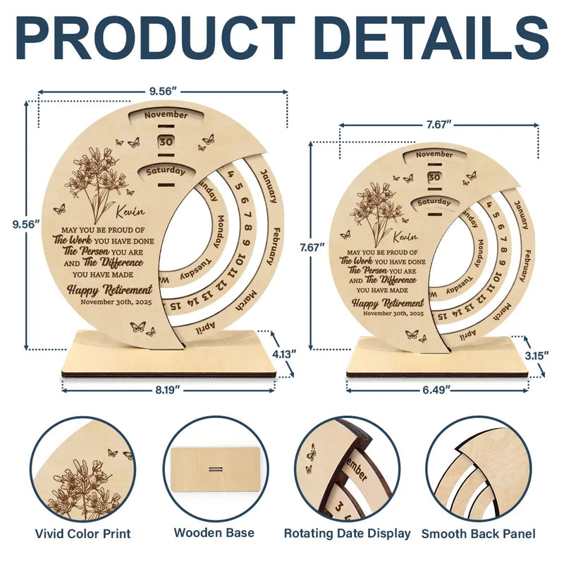 Gifts For Colleagues, Retirement, Happy - Truly Proud Of You Happy Retirement - Personalized Spinning Perpetual Desk Calendar