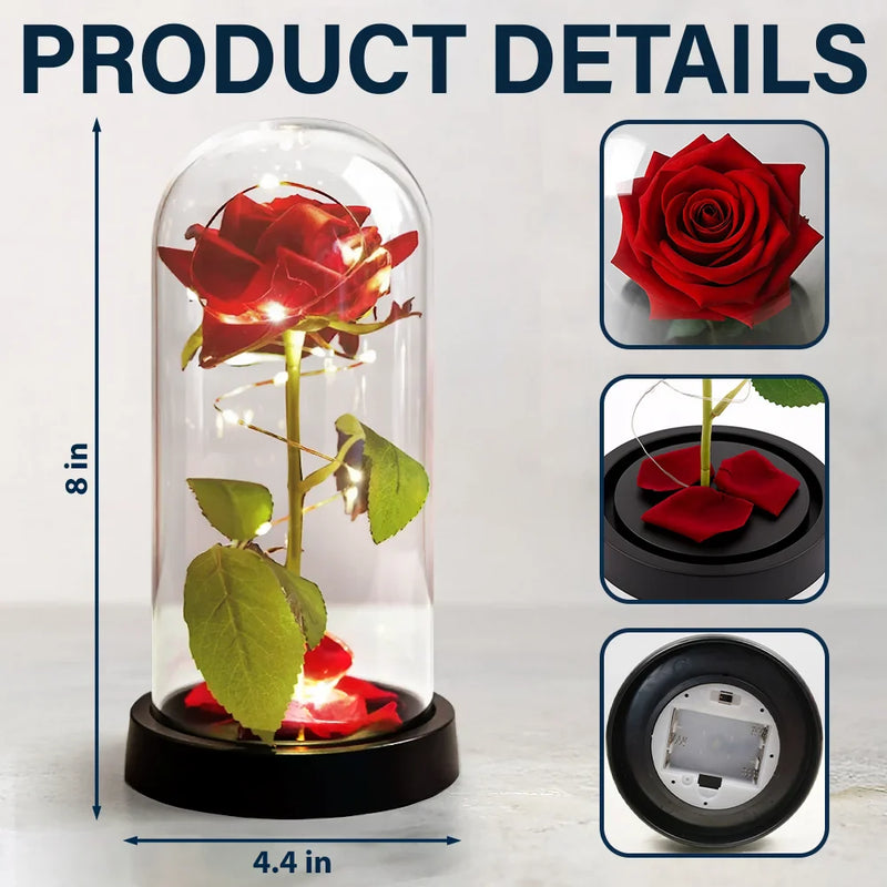 Gift For Couples,Old Couples,Gift For Husband,Gift For Wife,LGBT,Love,Married ,Engaged,Wedding,Wedding Anniversary - Wedding Couple - Personalized Everlasting Rose Dome Lamp