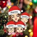 Grandma Mom Hugging Kids - Christmas Gift For Granddaughter, Grandson - Personalized Cutout Acrylic Ornament