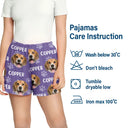 Dog Lovers,Pet Lovers,Cat Lovers,Happy - Custom Photo Funny Pet Face Pattern Dog Cat Family - Personalized Pajama Shorts