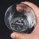 Gift For Couples, Gift For Husband, Gift For Wife - Couple Congrats On Being My Husband You Lucky Man - Personalized Engraved Whiskey Glass
